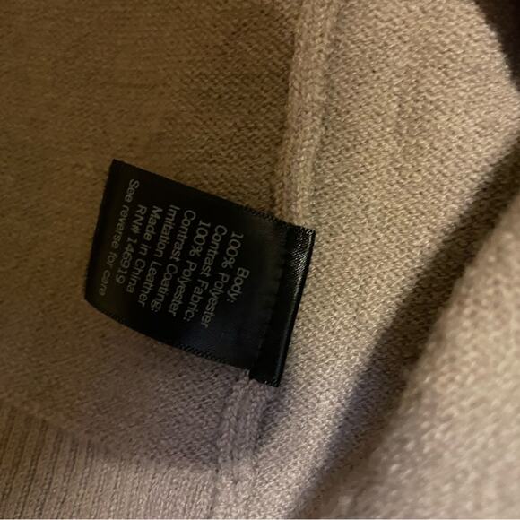 NWT Simply Vera Vera Wang Taupe Cardigan W/ Faux Leather Sleeves Small Classic - Picture 5 of 8